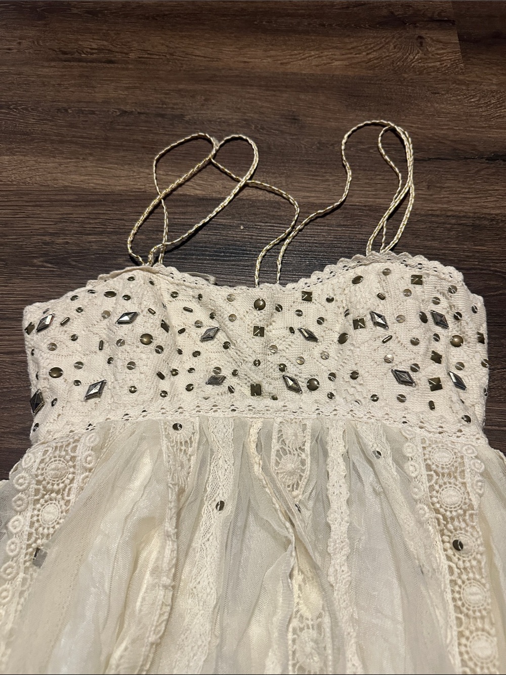 EUC FREE PEOPLE STUDDED LACE PARTY DRESS - Picture 4 of 6